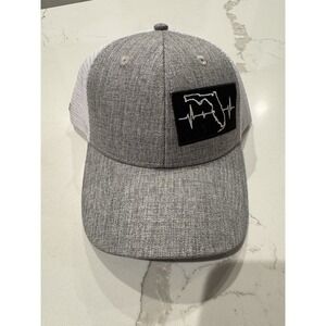 Heartbeat Brand Florida State EKG Patch Trucker Hat Gray White Snapback Cap Mens